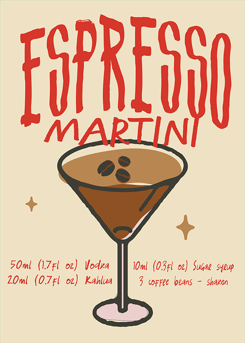 Cocktail Recipe Poster Print - Espresso Martini