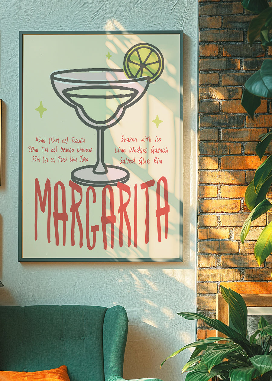Cocktail Recipe Poster Print - Margarita