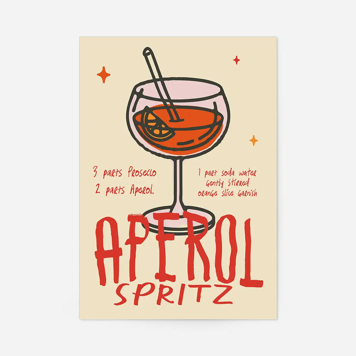 Cocktail Recipe Poster Print - Aperol Spritz