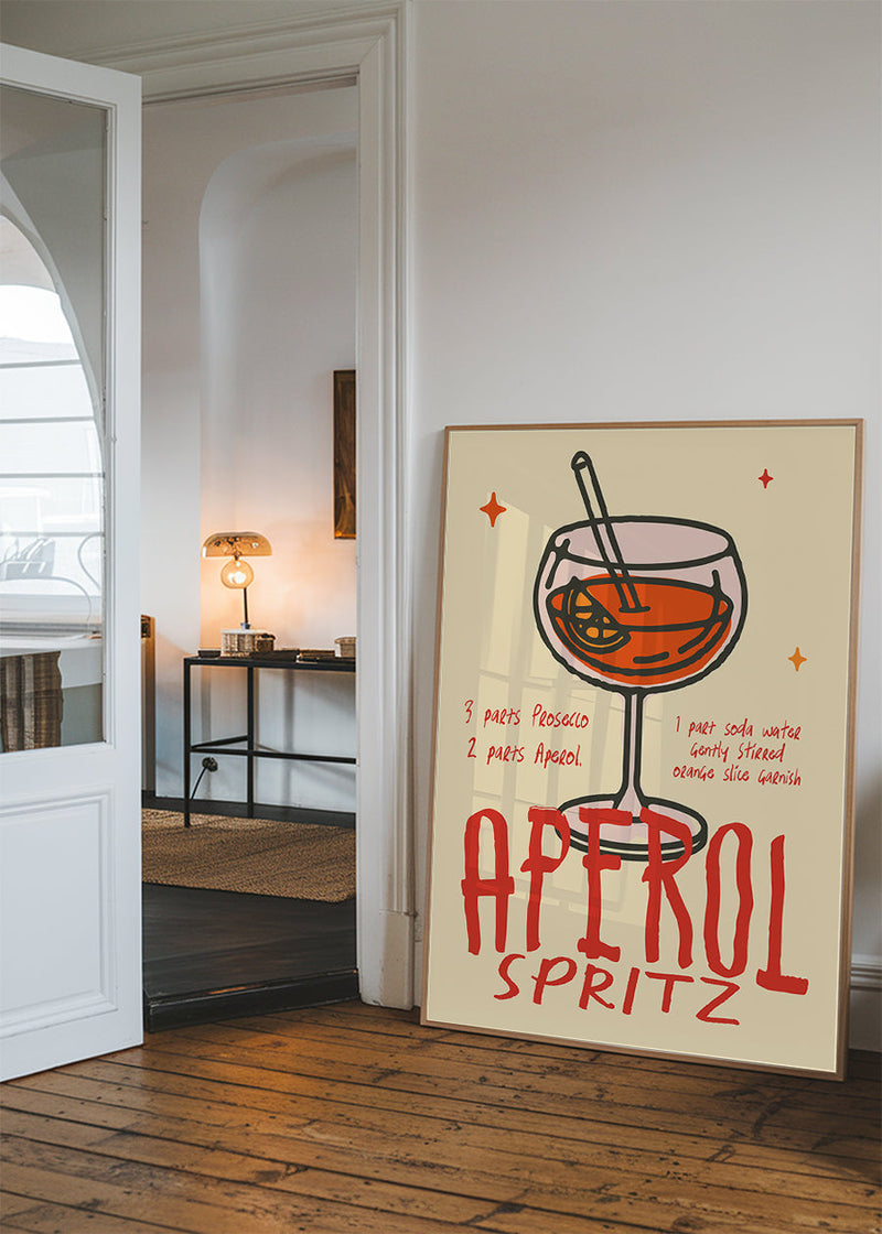Cocktail Recipe Poster Print - Aperol Spritz