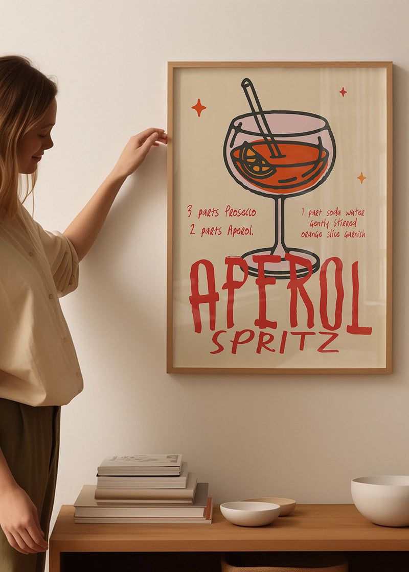 Cocktail Recipe Poster Print - Aperol Spritz