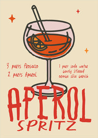 Cocktail Recipe Poster Print - Aperol Spritz