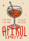 Cocktail Recipe Poster Print - Aperol Spritz