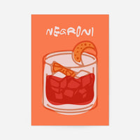 Cocktail Illustration Poster Print - Negroni