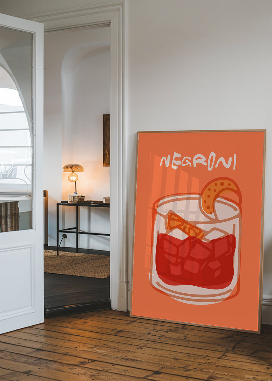 Cocktail Illustration Poster Print - Negroni