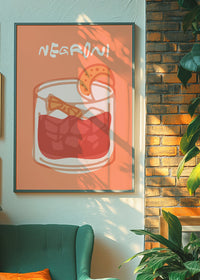Cocktail Illustration Poster Print - Negroni