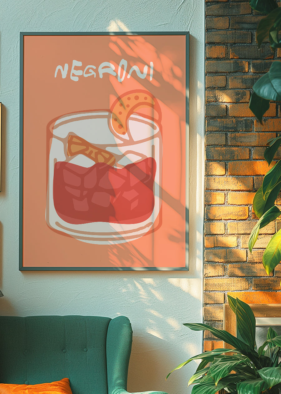 Cocktail Illustration Poster Print - Negroni