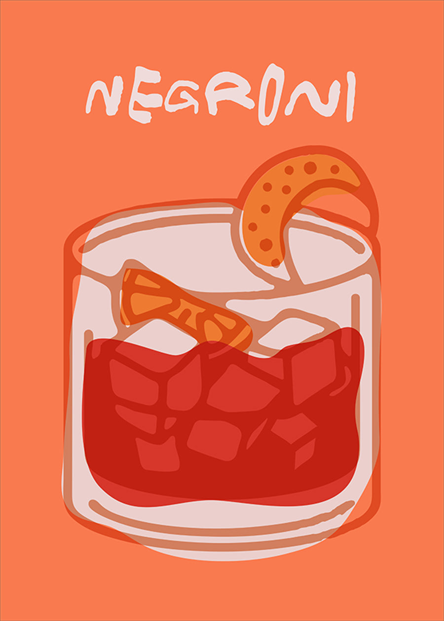 Cocktail Illustration Poster Print - Negroni