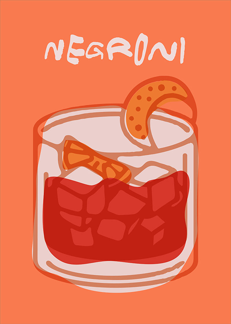 Cocktail Illustration Poster Print - Negroni