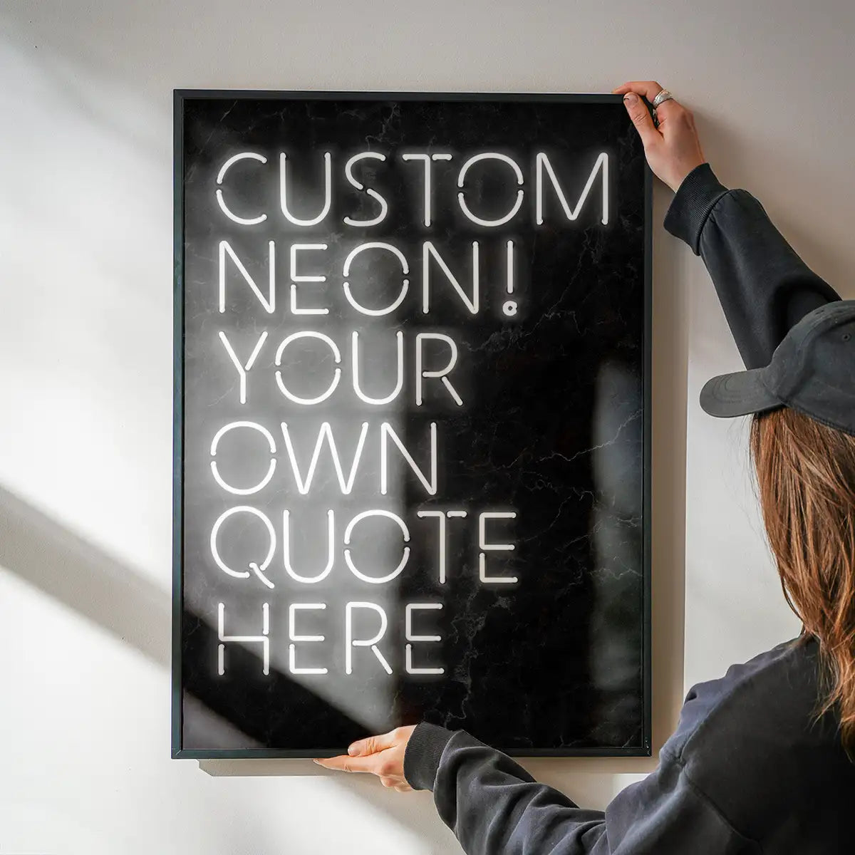 Custom Quote Neon Sign Print White