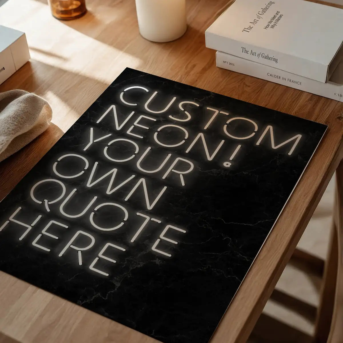 Custom Quote Neon Sign Print White
