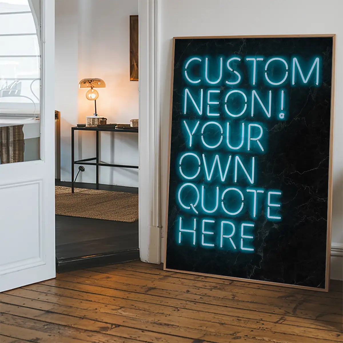 Custom Quote Neon Sign Print Blue