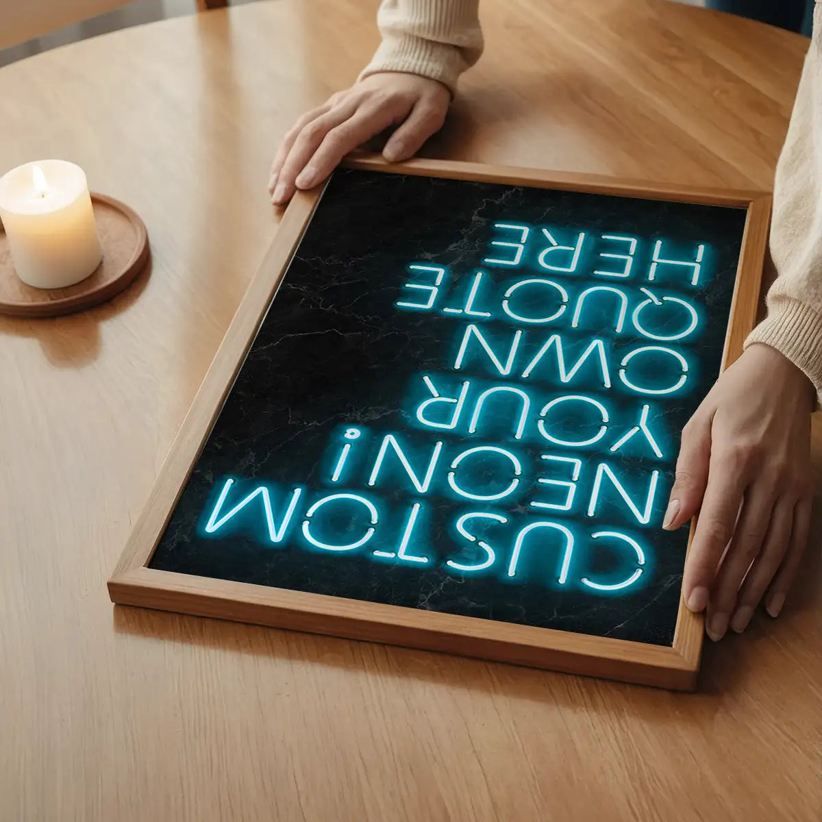 Custom Quote Neon Sign Print Blue
