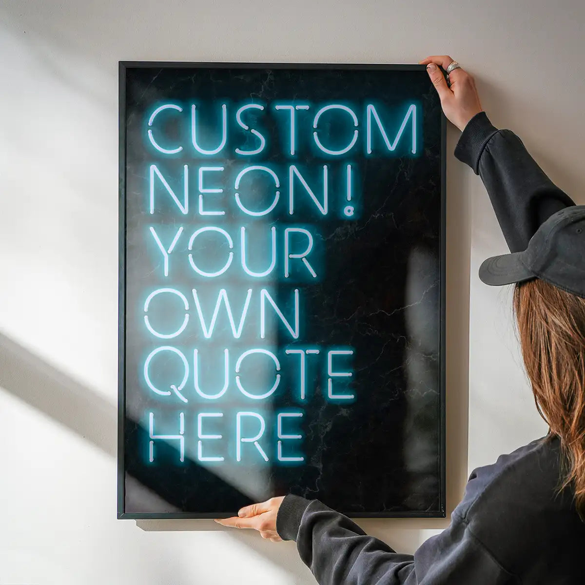 Custom Quote Neon Sign Print Blue