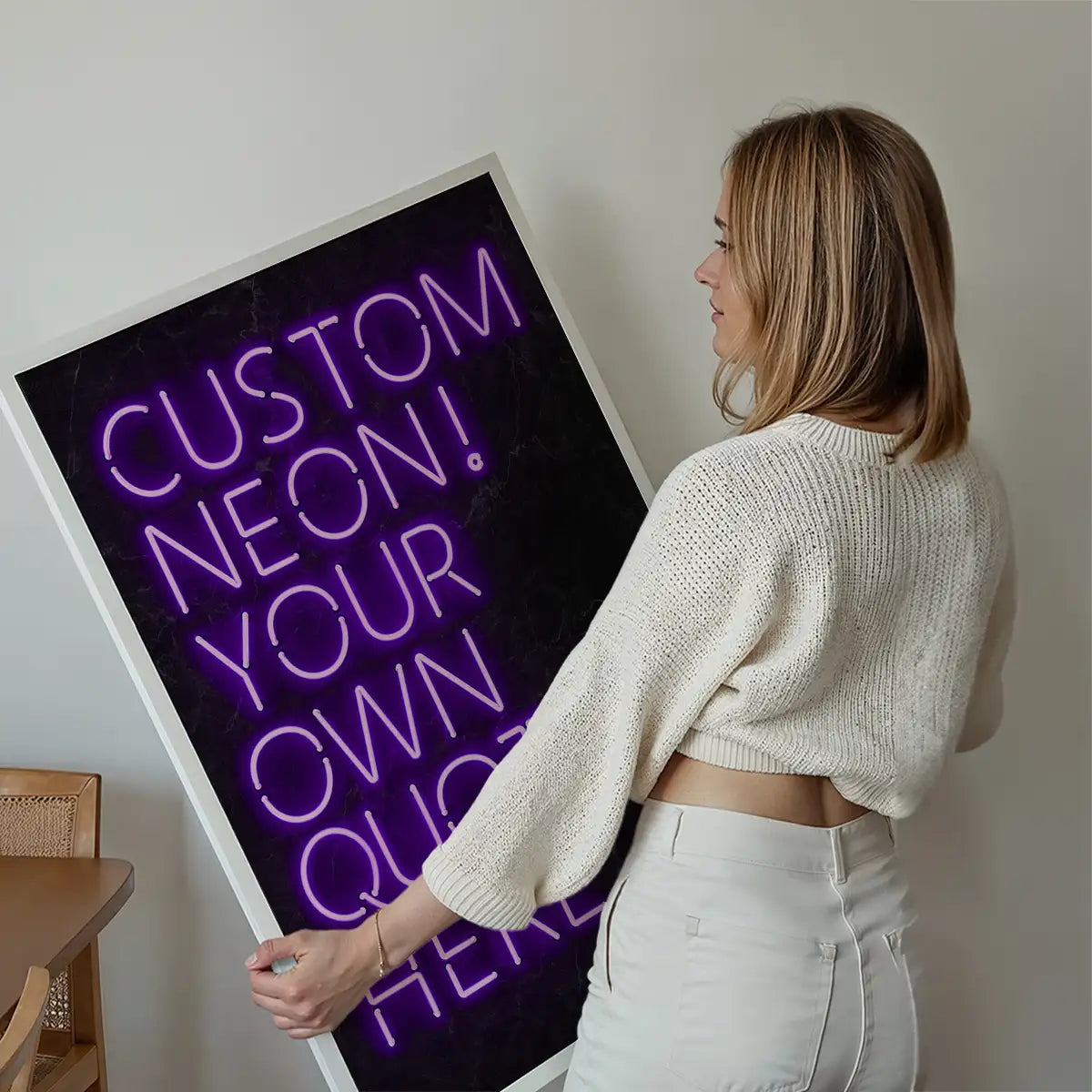 Custom Quote Neon Sign Print Purple