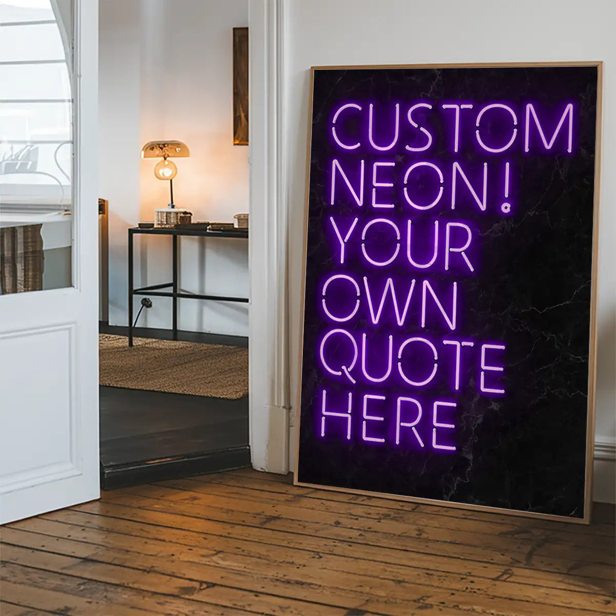 Custom Quote Neon Sign Print Purple