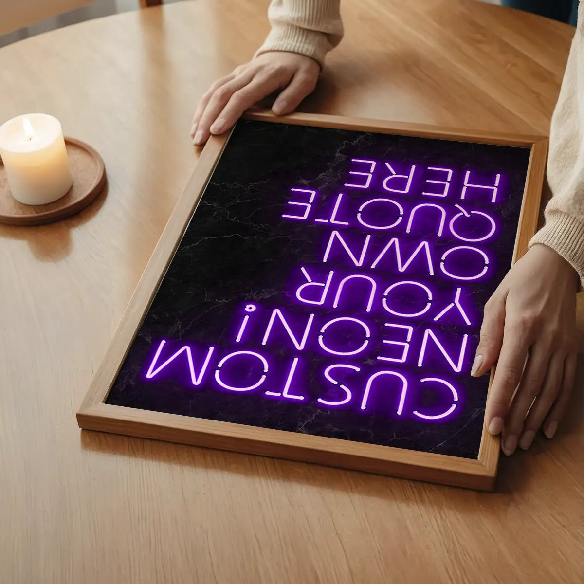 Custom Quote Neon Sign Print Purple