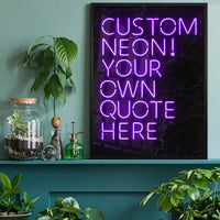 Custom Quote Neon Sign Print Purple