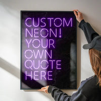 Custom Quote Neon Sign Print Purple