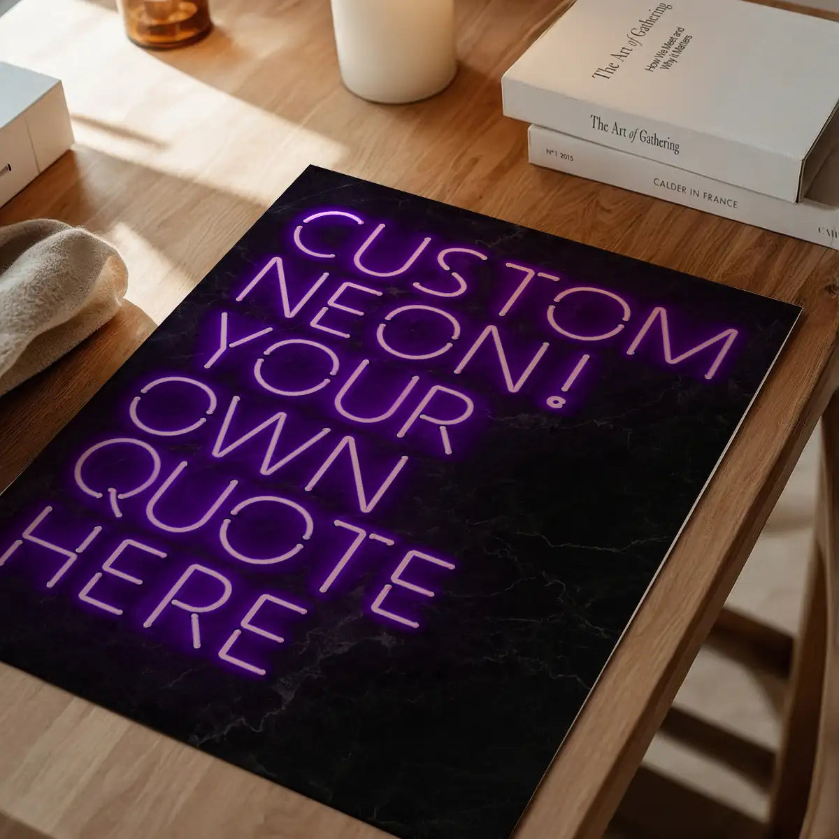Custom Quote Neon Sign Print Purple