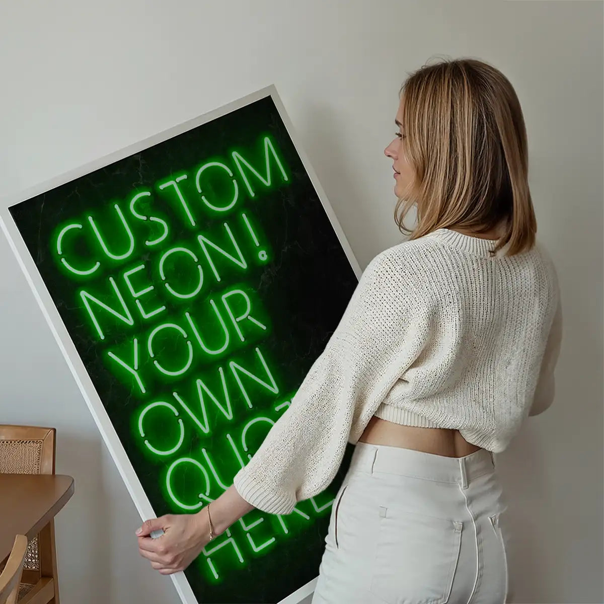 Custom Quote Neon Sign Print Green