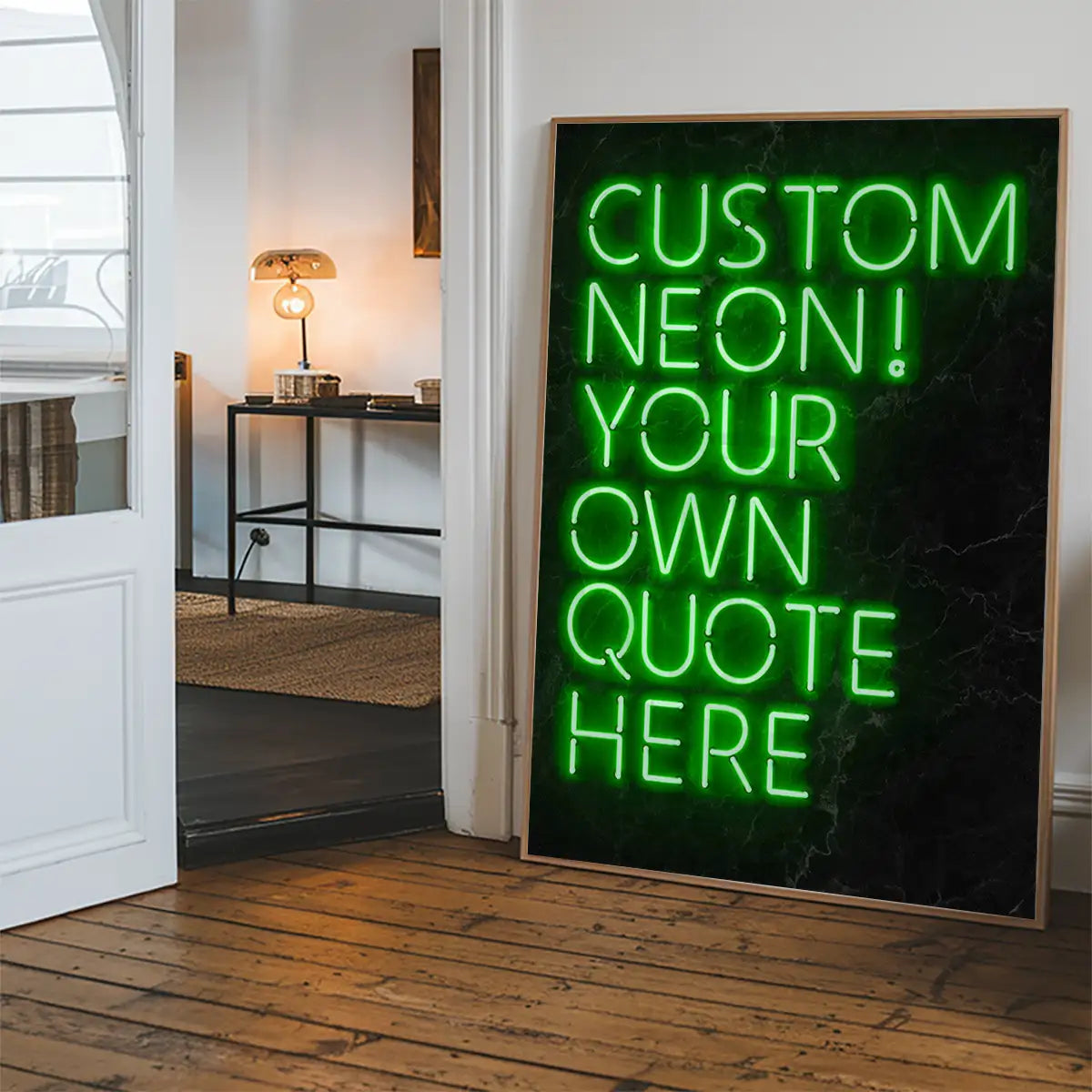 Custom Quote Neon Sign Print Green