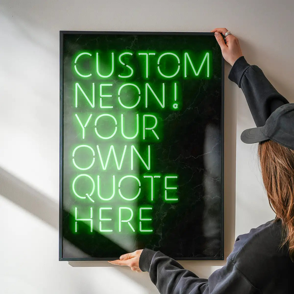Custom Quote Neon Sign Print Green