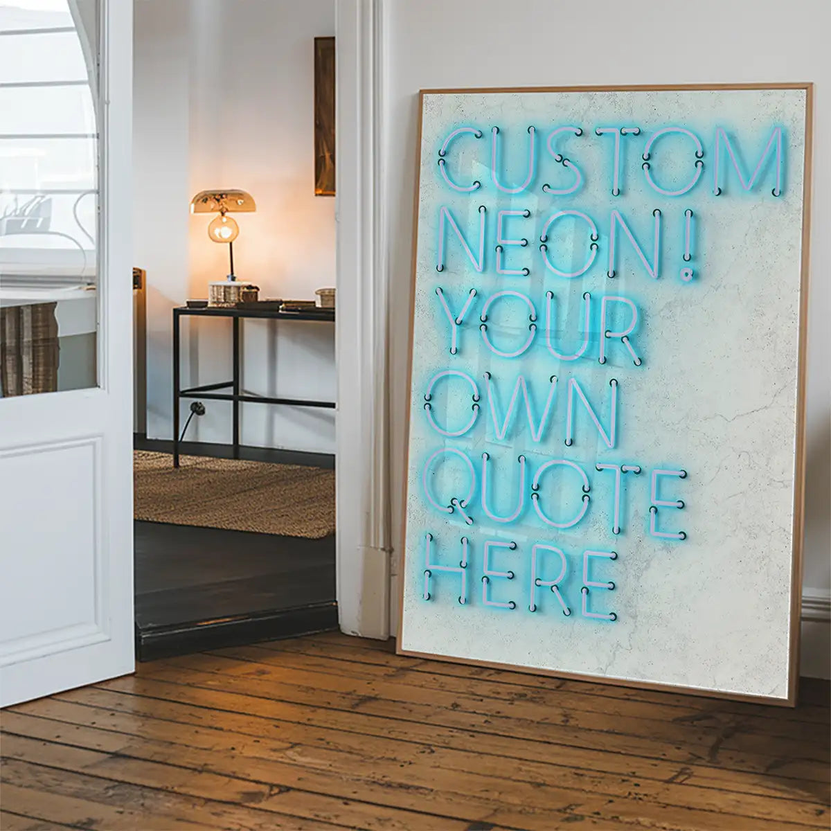 Custom Quote Straight Neon Print Blue