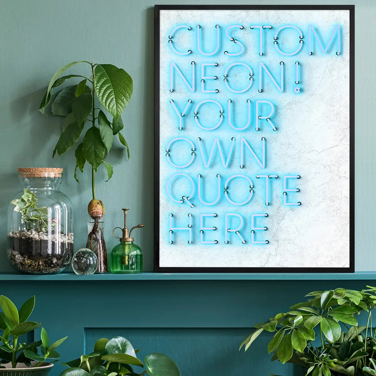 Custom Quote Straight Neon Print Blue