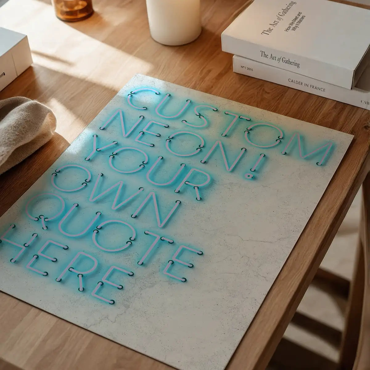 Custom Quote Straight Neon Print Blue