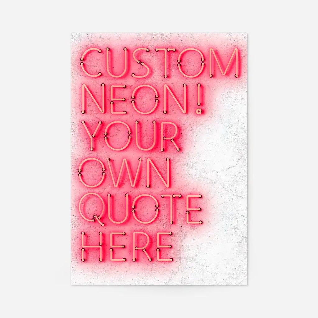 Custom Quote Straight Neon Sign Marble Print
