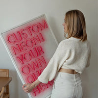 Custom Quote Straight Neon Sign White Marble Print