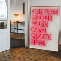 Custom Quote Straight Neon Sign White Marble Print