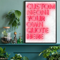 Custom Quote Straight Neon Sign White Marble Print