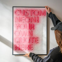 Custom Quote Straight Neon Sign White Marble Print