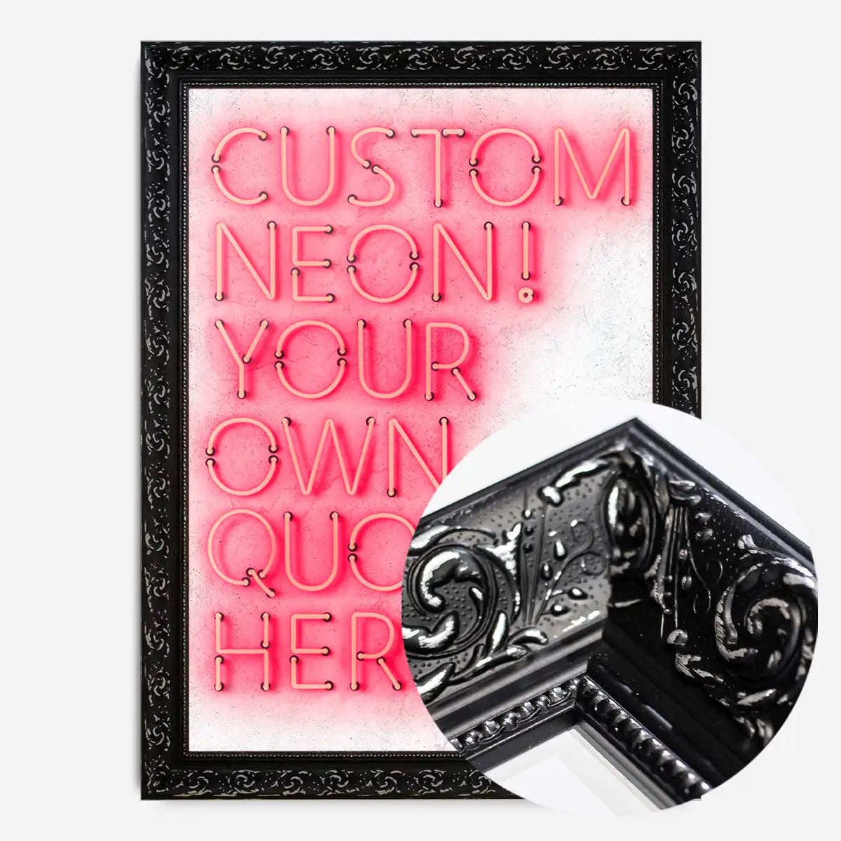 Custom Quote Straight Neon Sign White Marble Print