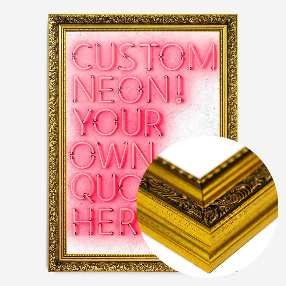 Custom Quote Straight Neon Sign White Marble Print