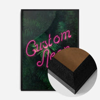 Custom Script Neon Sign Leaves Print
