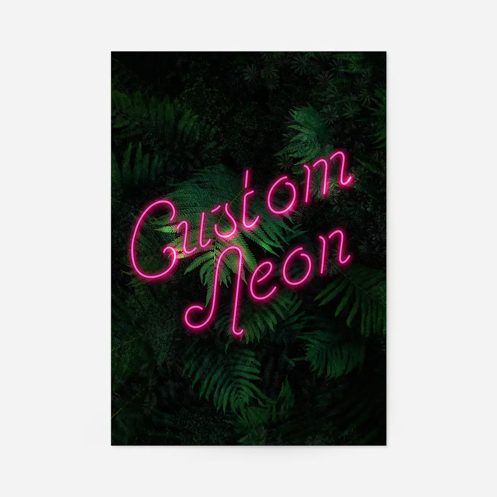 Custom Script Neon Sign Leaves Print