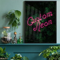 Custom Script Neon Sign Leaves Print