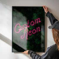 Custom Script Neon Sign Leaves Print