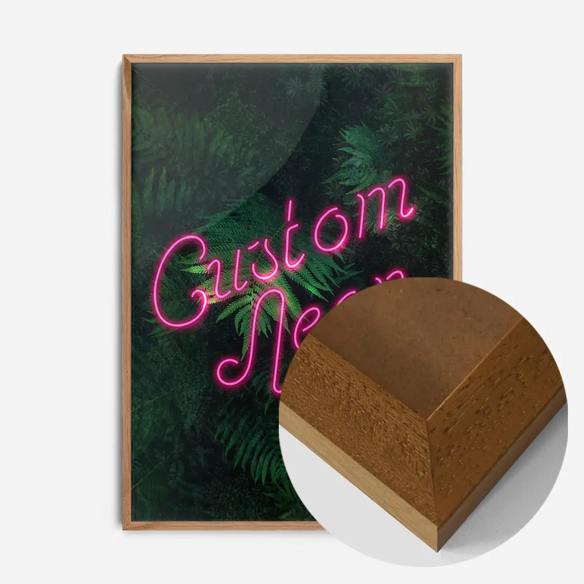 Custom Script Neon Sign Leaves Print