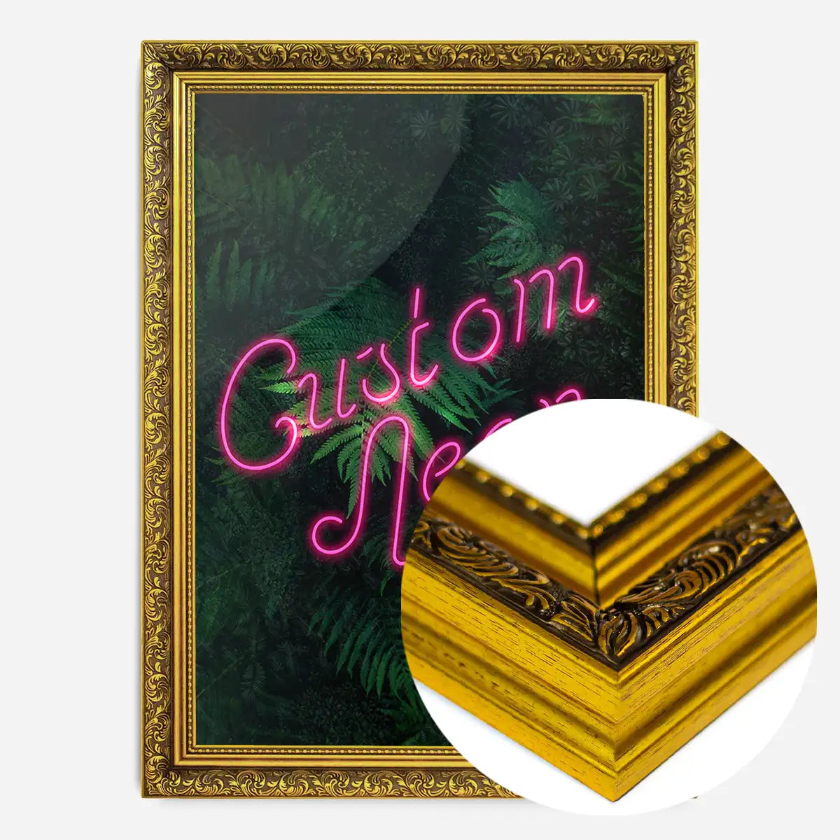 Custom Script Neon Sign Leaves Print