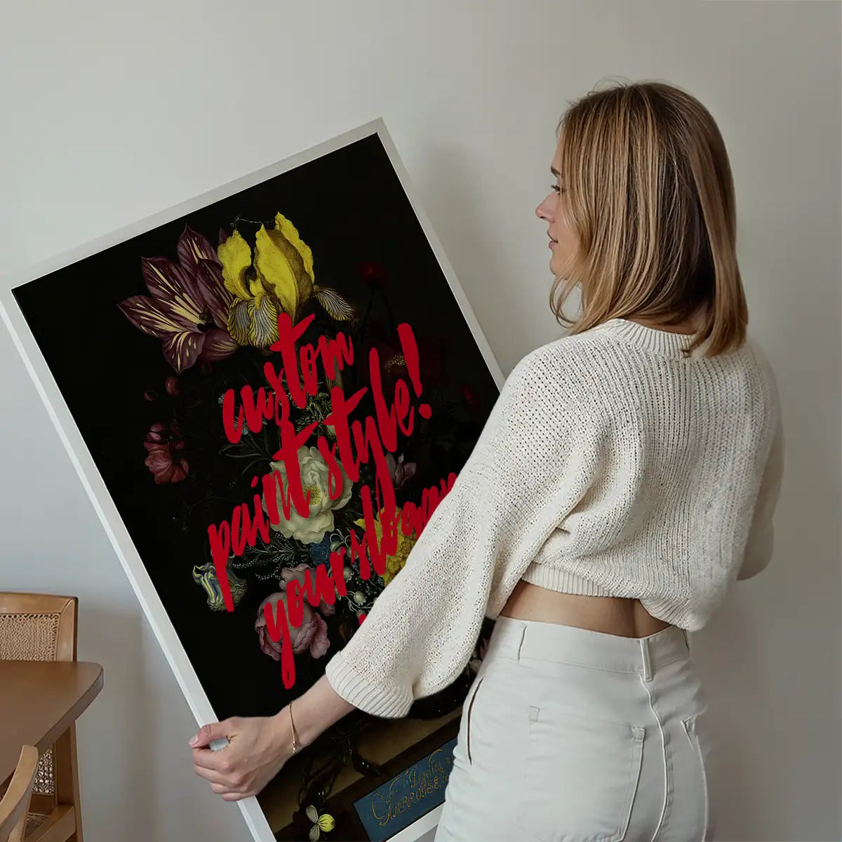 Custom Quote Paint Brush Flowers Print