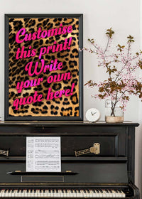 Custom Script Leopard Background Print
