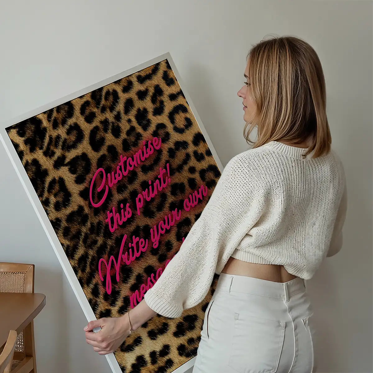 Custom Script Leopard Background Print