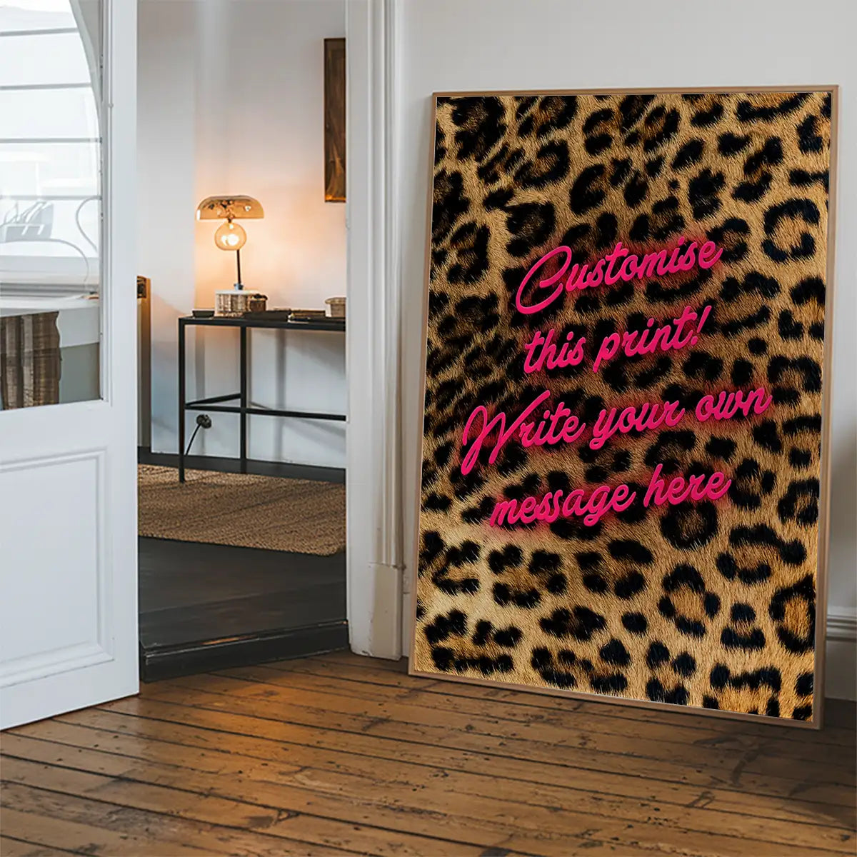 Custom Script Leopard Background Print