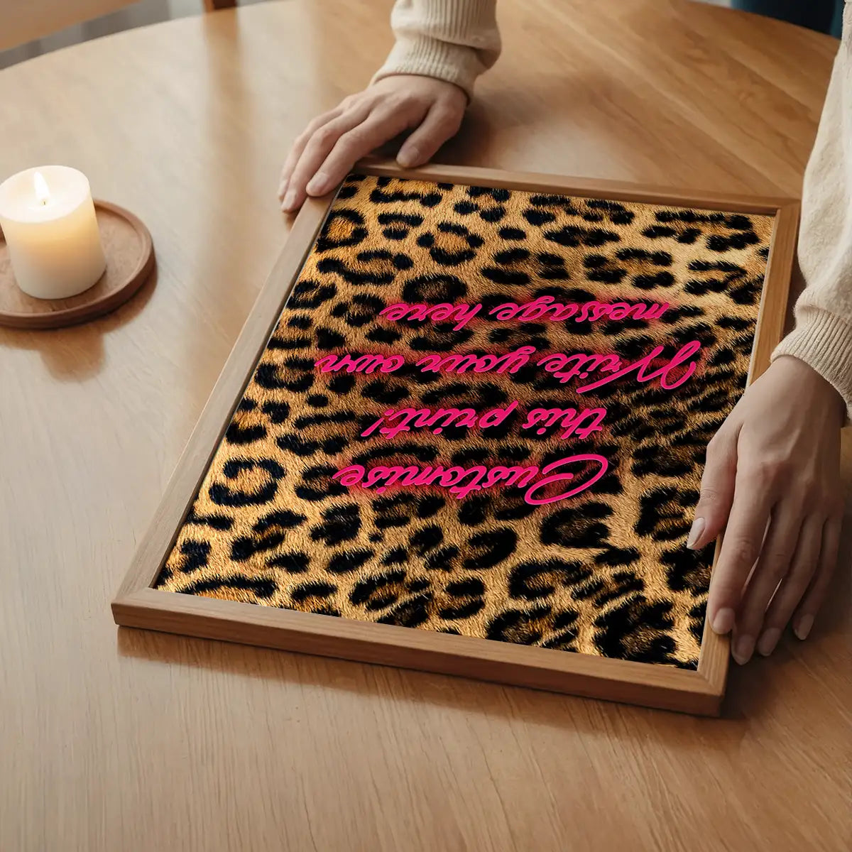 Custom Script Leopard Background Print