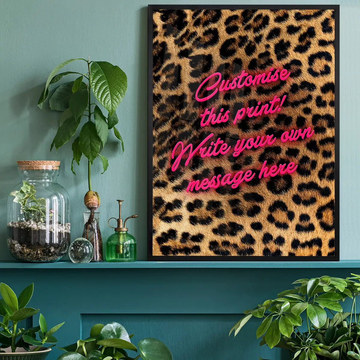 Custom Script Leopard Background Print