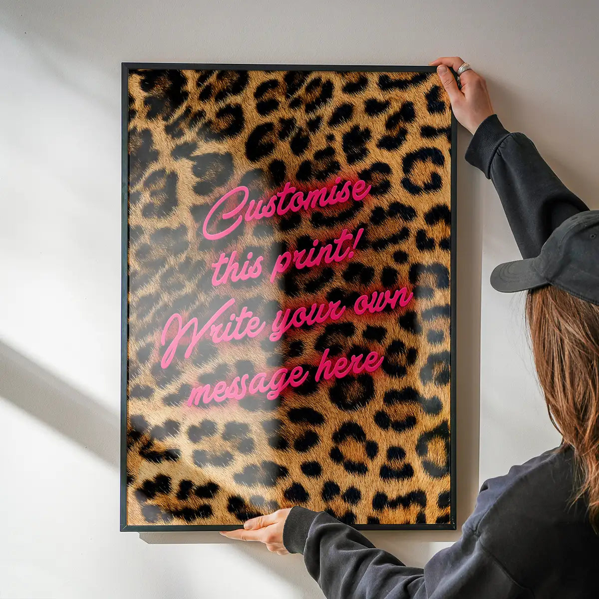 Custom Script Leopard Background Print